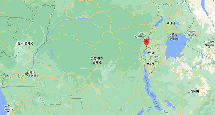 콩고민주공화국 동부 국경 지역 루츠루(Rutshuru)를 표시한 지도
