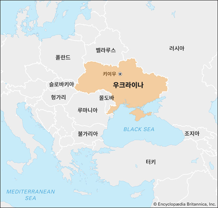 우크라이나, 러시아 및 주변국 지도